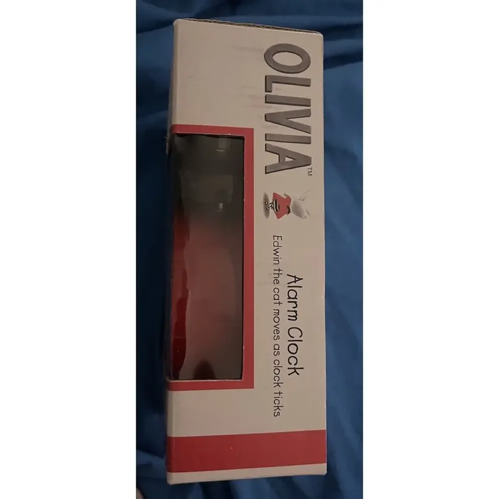 Olivia Red Enamel Alarm Clock - Edwin The Cat - Olivia, The Pig